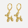 Elegant MINI Goldene Huggie-Creolen mit Verspieltem Ballonhund-Anhänger