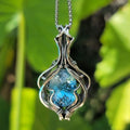 Blaue Vintage-Halskette in Silber