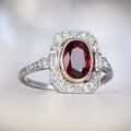 Vintage Rot Zirkonia Silber Ring