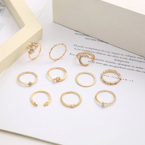 10er-Pack böhmische Silber- und vergoldete Ringe