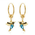 Kolibri Ohrringe mit Emaille und Zirkonen in Gold