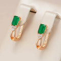 Elegante Ohrringe in grünem Kristall mit Zirkonias in Gold