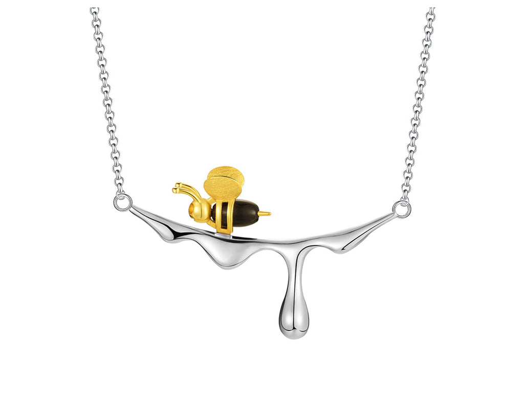 MELINA – Elegante Tropfender Honig & Biene Halskette für Naturliebhaber