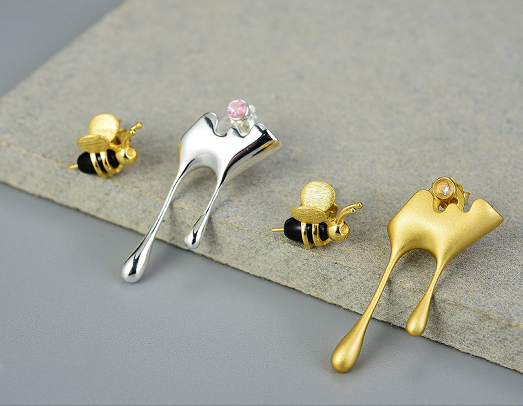 ELIA – Elegante Tropfender Honig & Bienen-Ohrringe aus hochwertigem Sterlingsilber